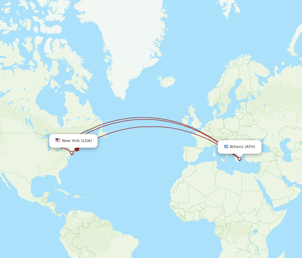 new york to athens flight duration