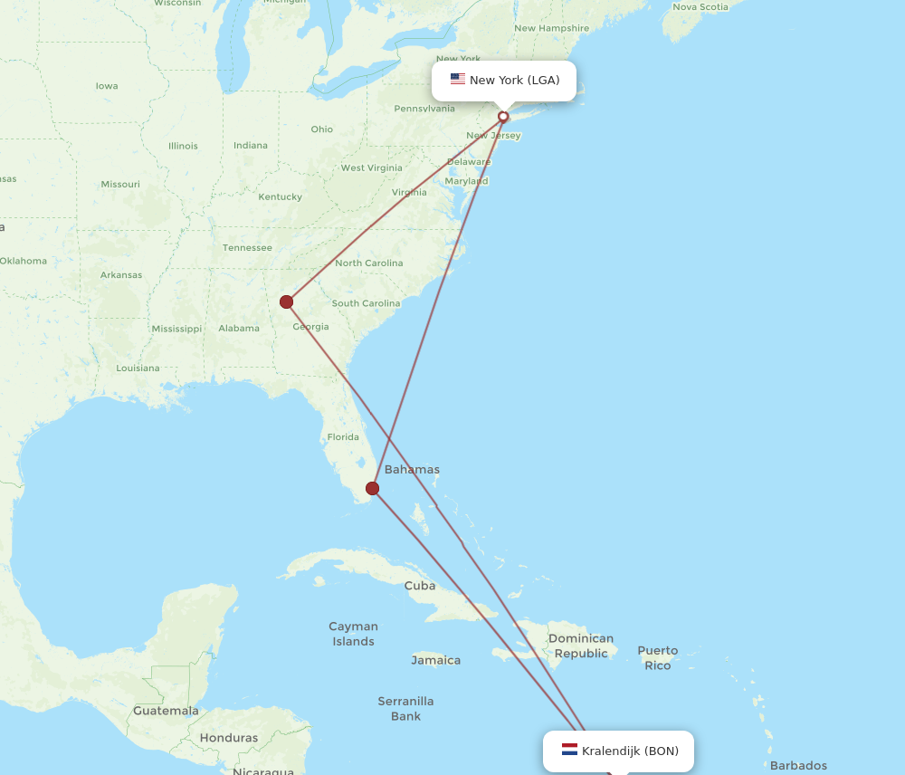 Flights from New York to Bonaire LGA to BON Flight Routes