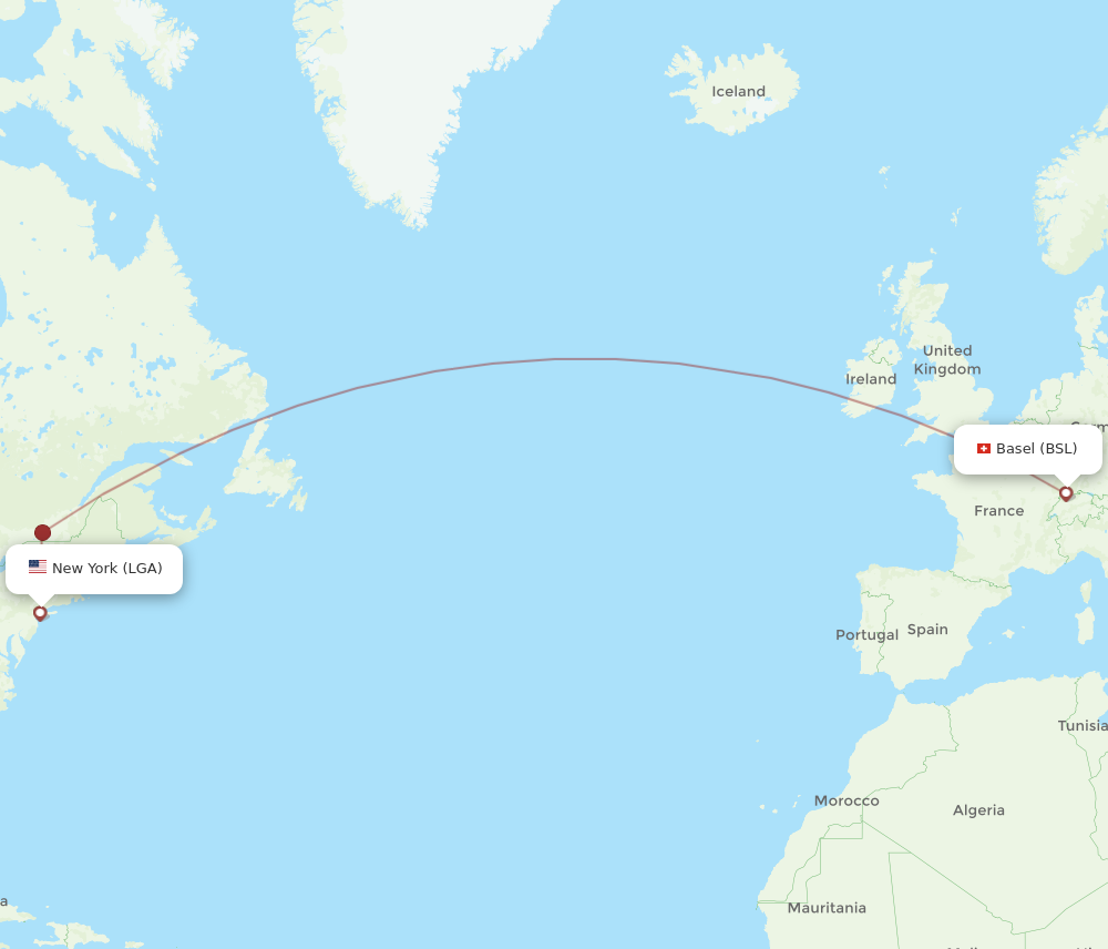 Flights from New York to Basel Switzerland Mulhouse LGA to BSL