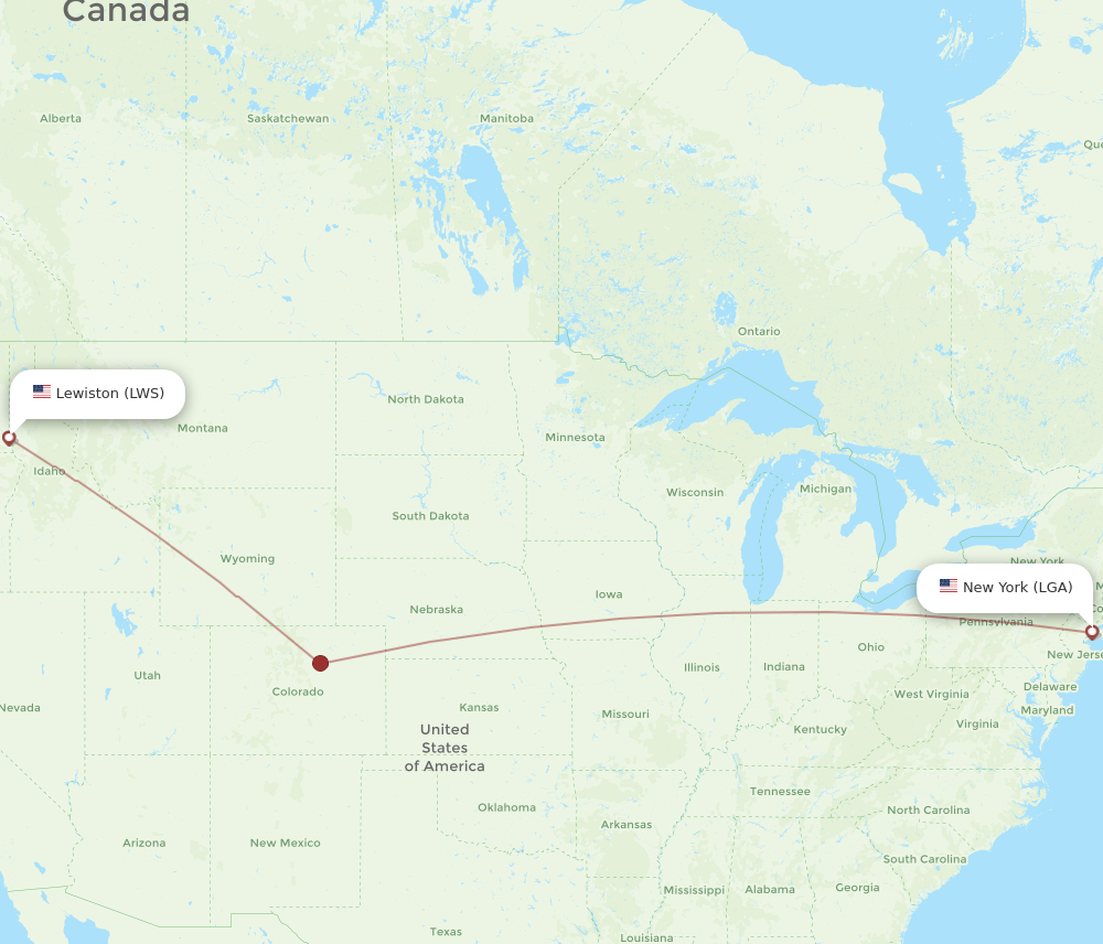 Flights from New York to Lewiston LGA to LWS Flight Routes