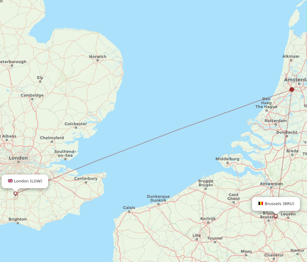 Flights from London to Brussels LGW to BRU Flight Routes