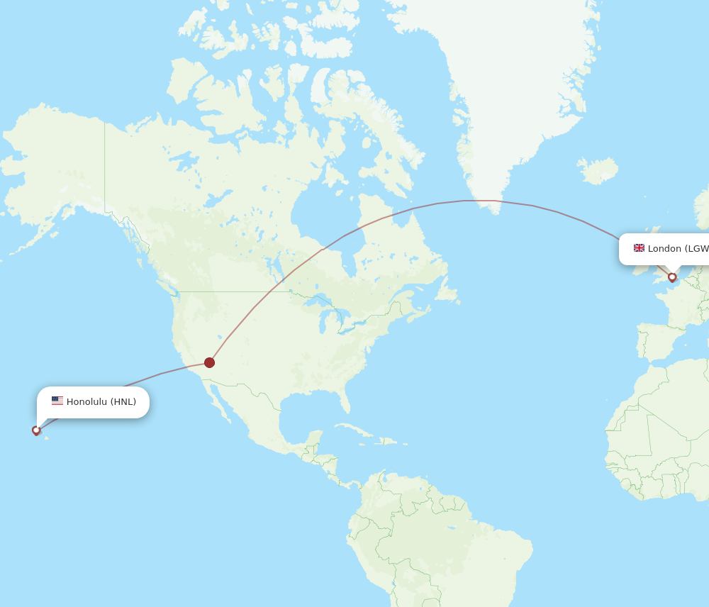 Flights from London to Honolulu LGW to HNL Flight Routes