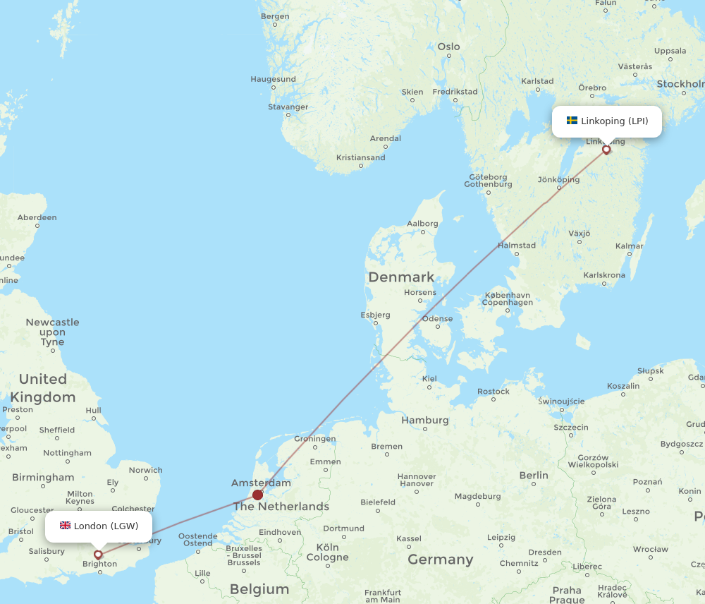 Flights from London to Linkoping LGW to LPI Flight Routes