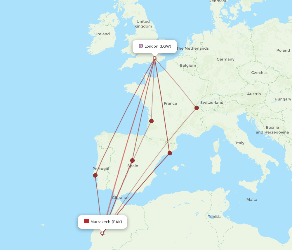 Flights from London to Marrakech LGW to RAK Flight Routes