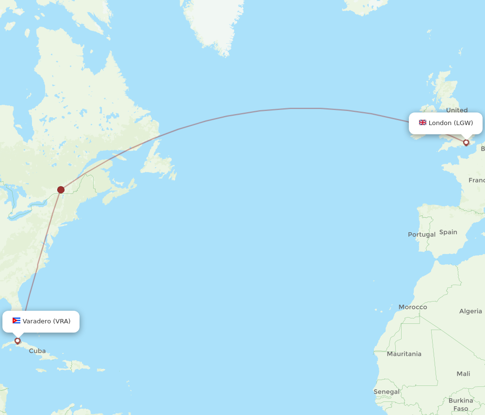 All Flight Routes From London To Varadero Lgw To Vra Flight Routes 9793