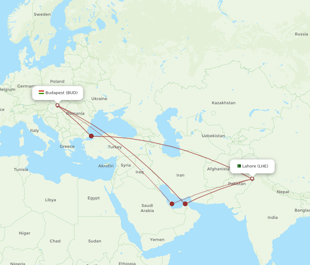 Flights from Lahore to Budapest LHE to BUD Flight Routes