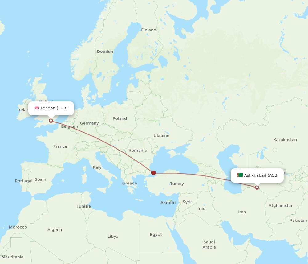 Flights from London to Ashgabat LHR to ASB Flight Routes