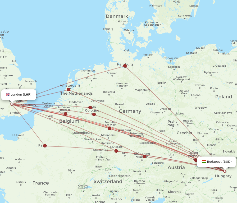 Flights from London to Budapest LHR to BUD Flight Routes