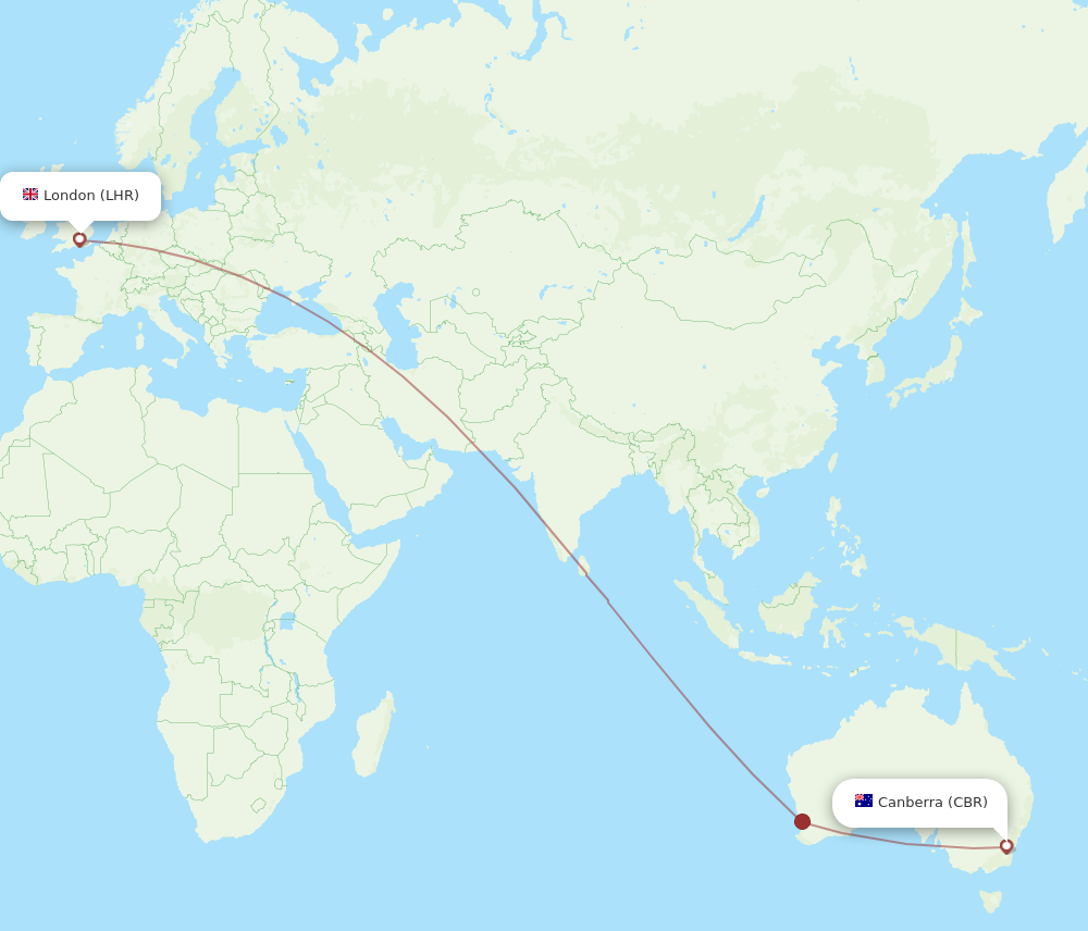 Flights from London to Canberra LHR to CBR Flight Routes