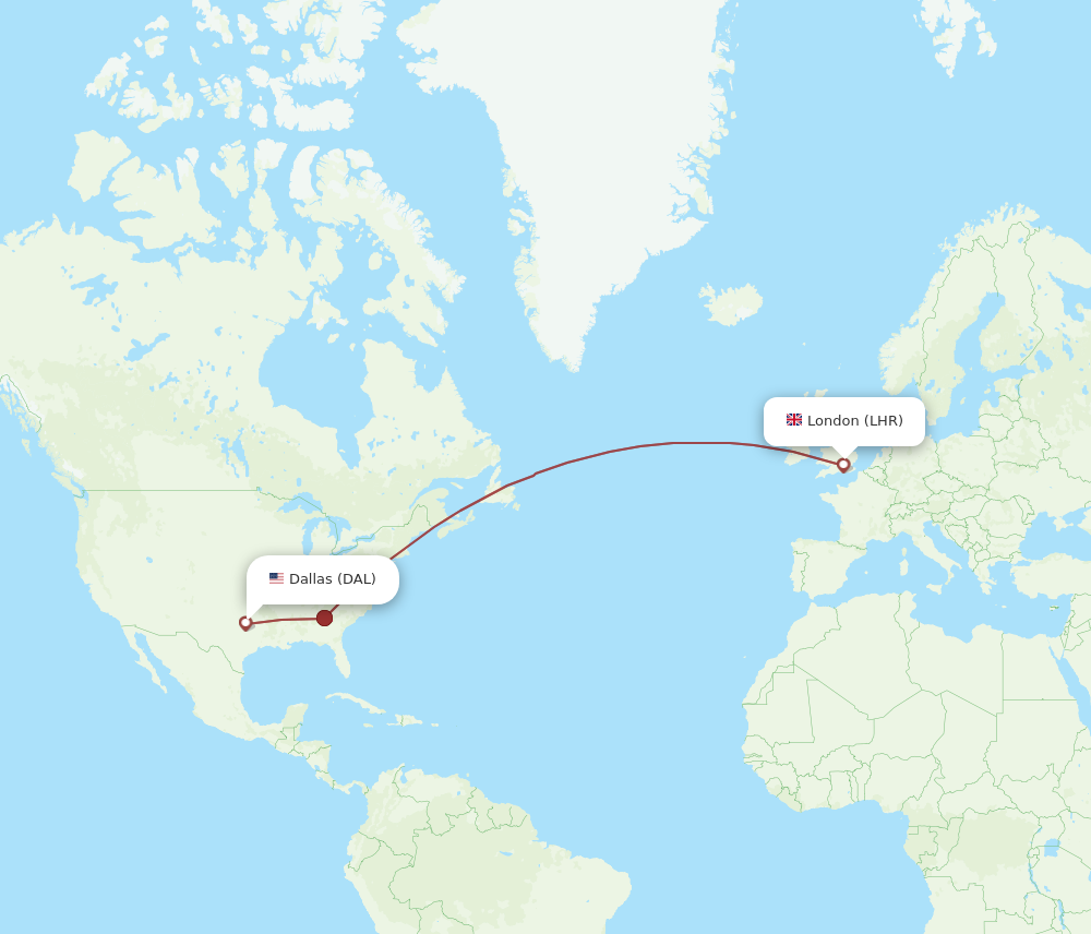 Flights from London to Dallas LHR to DAL Flight Routes