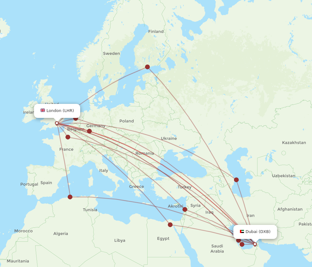 All Flight Routes From London To Dubai LHR To DXB Flight Routes