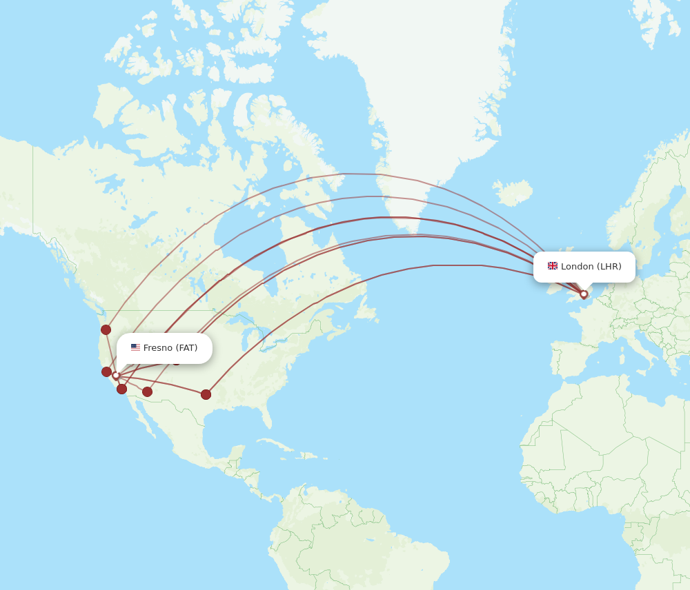 Flights from London to Fresno LHR to FAT Flight Routes