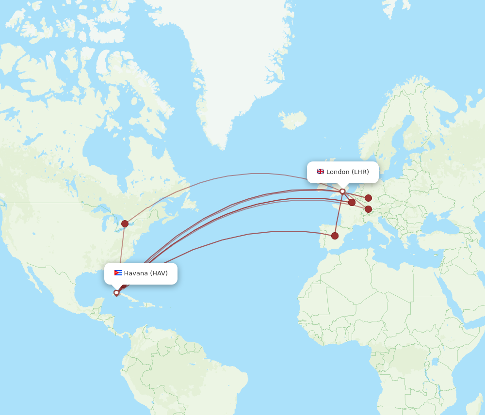 All Flight Routes From London To Havana Lhr To Hav Flight Routes 1968