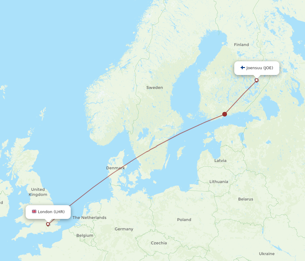 Flights from London to Joensuu LHR to JOE Flight Routes