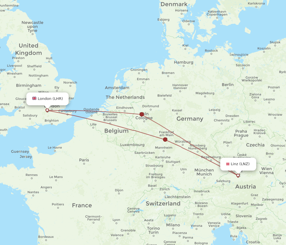 Flights from London to Linz LHR to LNZ Flight Routes