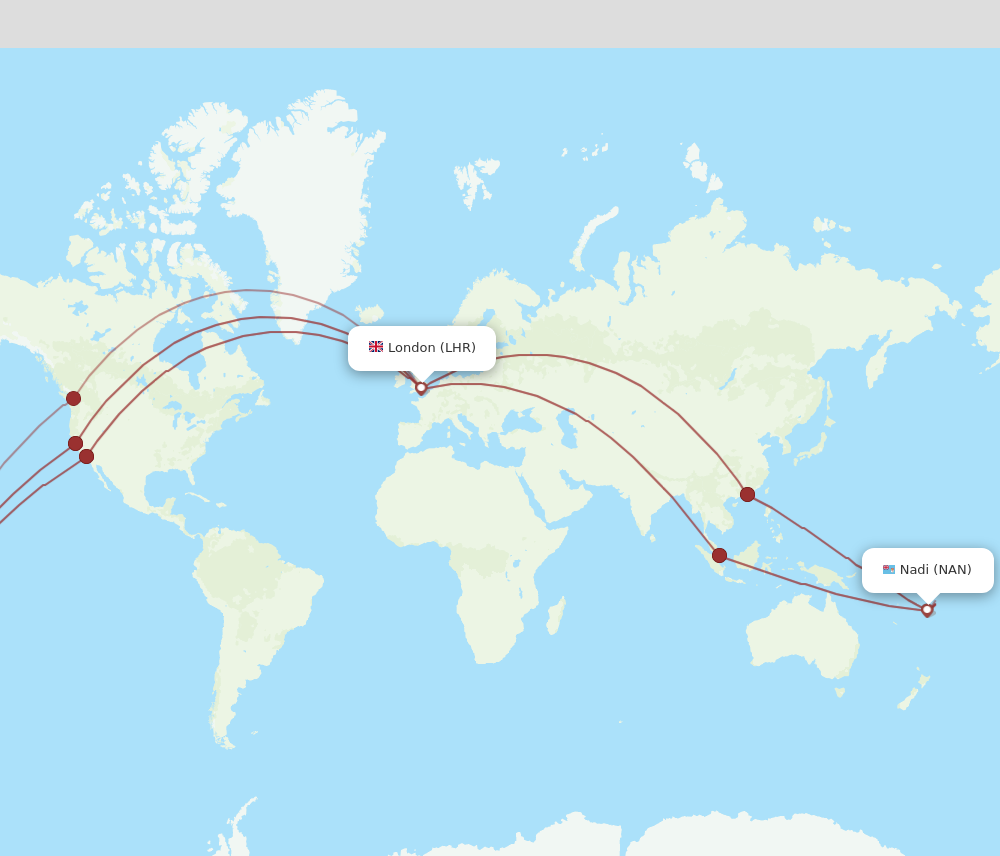 Flights from London to Nadi LHR to NAN Flight Routes