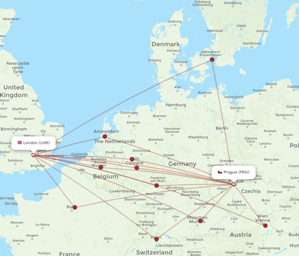 Flights from London to Prague LHR to PRG Flight Routes