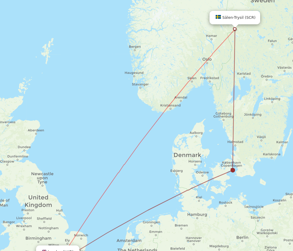 Flights from London to Salen LHR to SCR Flight Routes