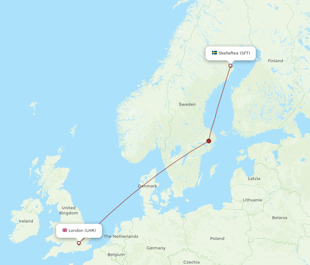 Flights from London to Skelleftea LHR to SFT Flight Routes