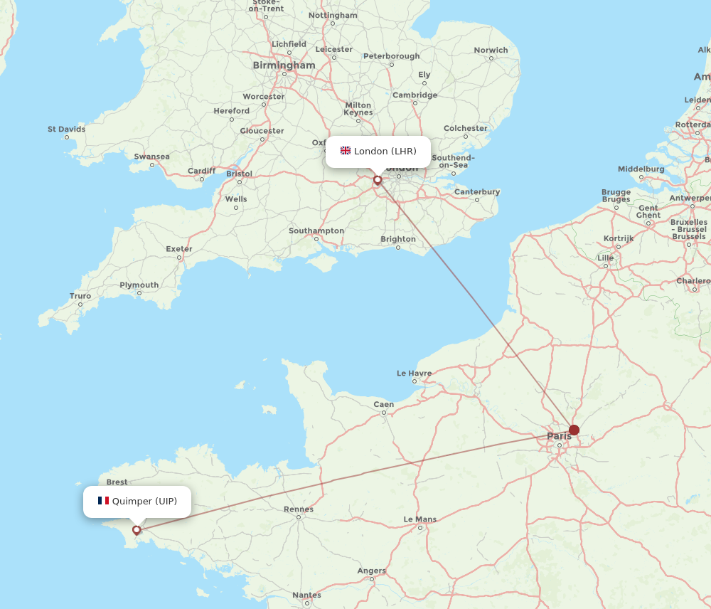 Flights from London to Quimper LHR to UIP Flight Routes