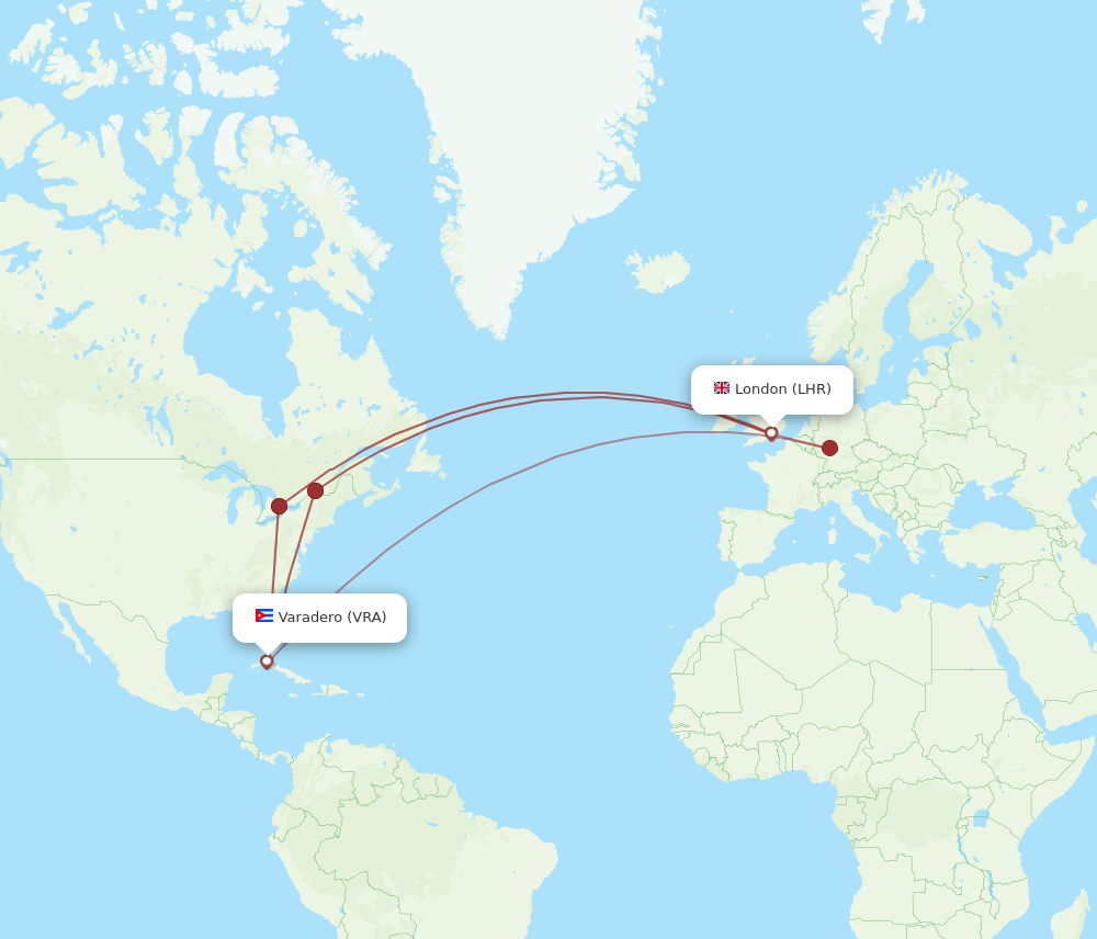 All Flight Routes From London To Varadero Lhr To Vra Flight Routes 9820