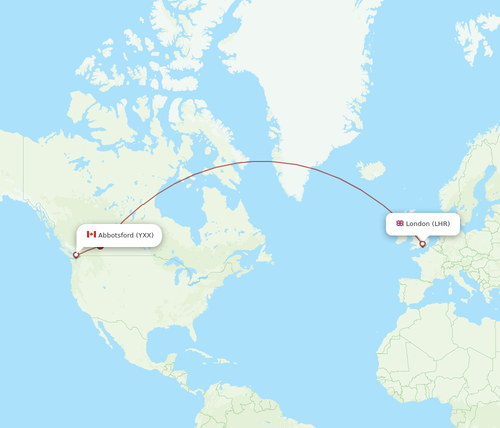 Flights from London to Vancouver LHR to YXX Flight Routes