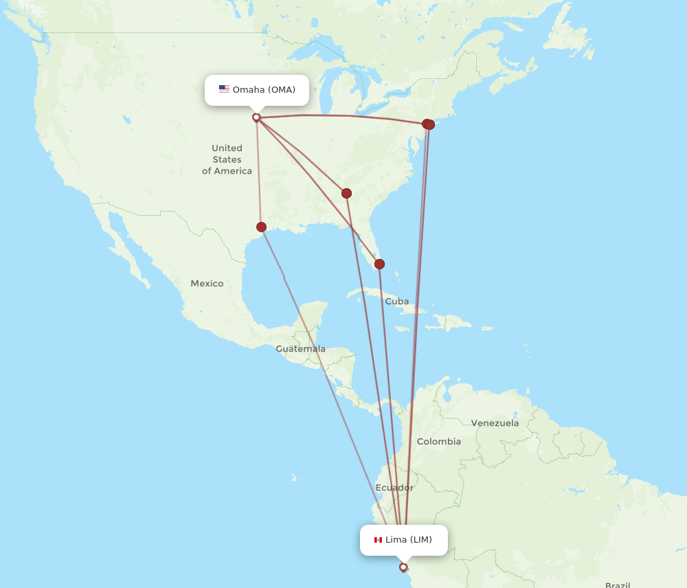 Flights from Lima to Omaha, LIM to OMA - Flight Routes