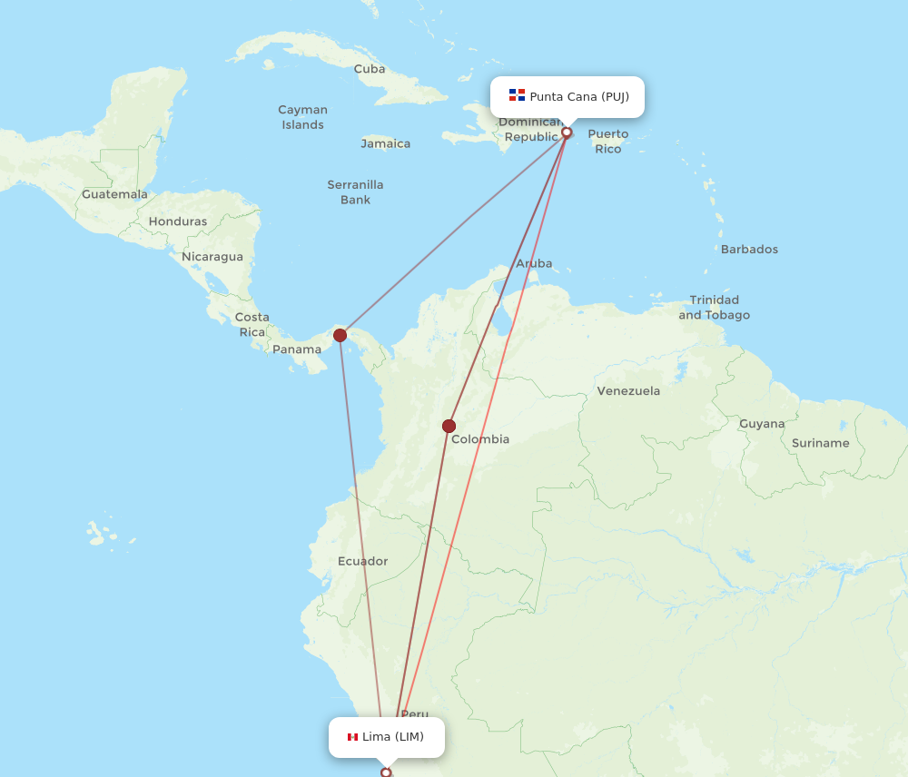 All Flight Routes From Lima To Punta Cana, LIM To PUJ - Flight Routes