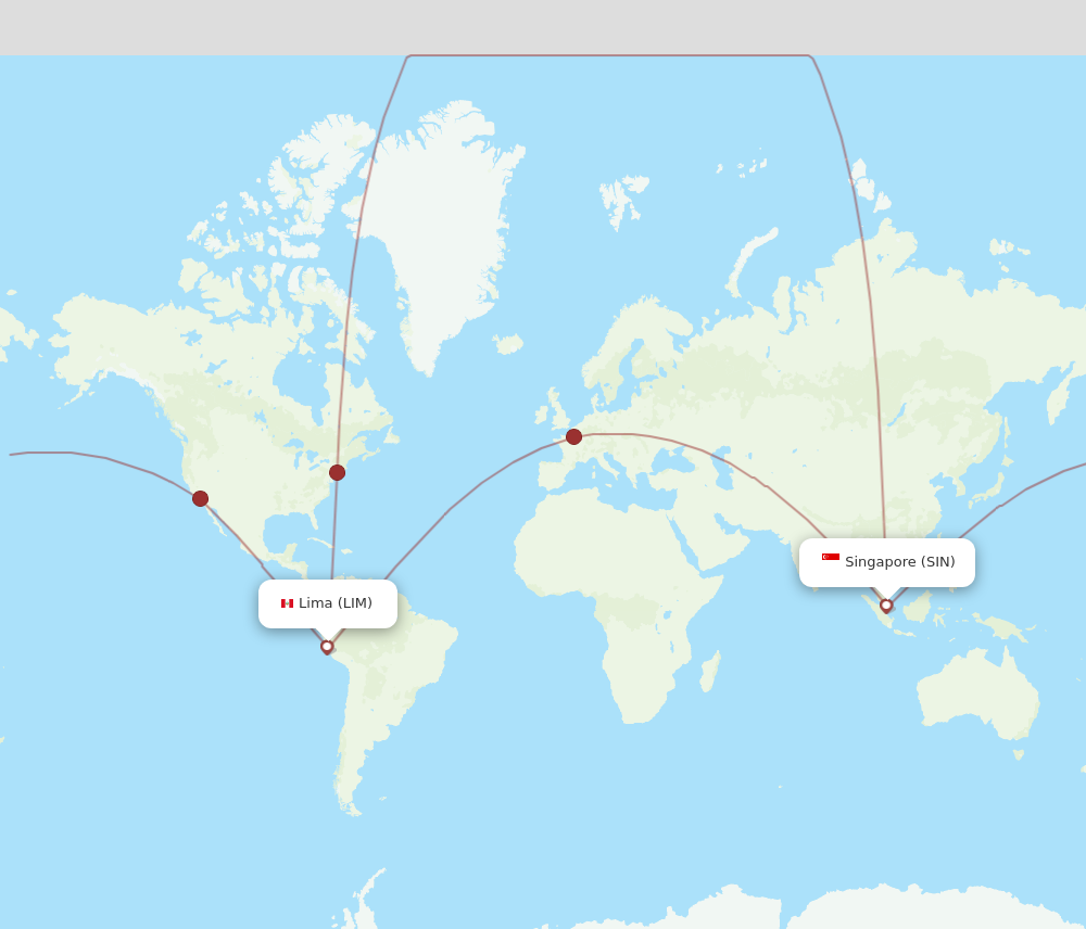 All flight routes from Lima to Singapore, LIM to SIN - Flight Routes