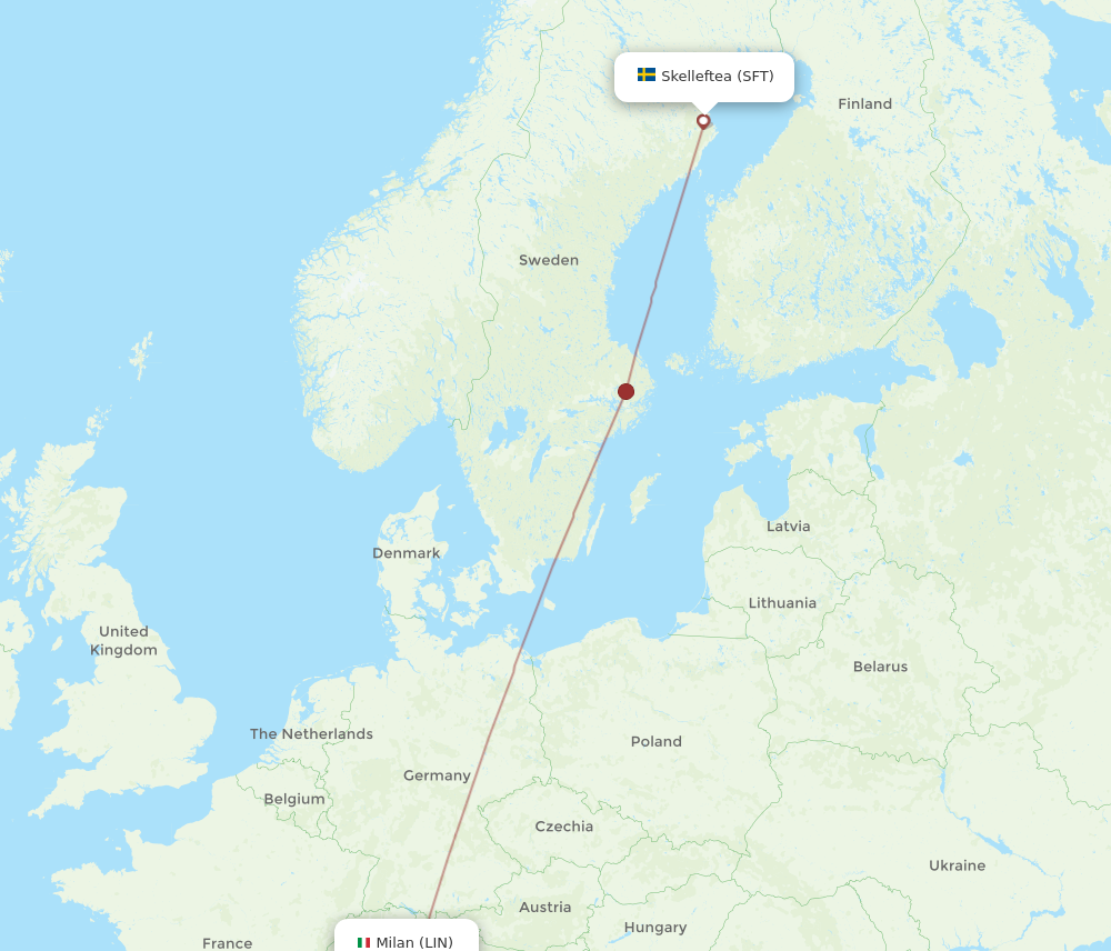 Flights from Milan to Skelleftea LIN to SFT Flight Routes