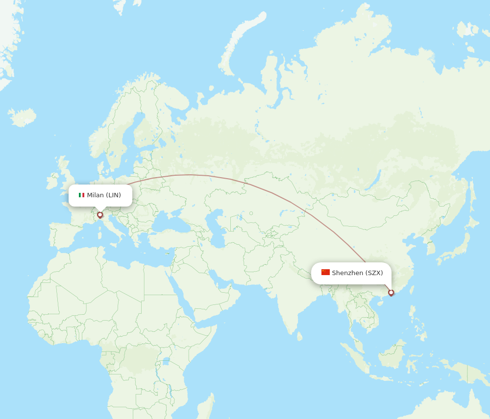 Flights from Milan to Shenzhen LIN to SZX Flight Routes