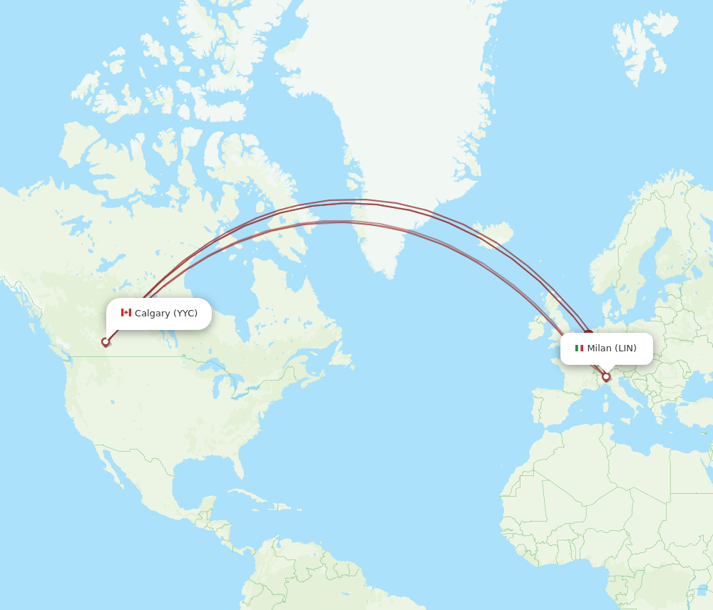 Flights from Milan to Calgary LIN to YYC Flight Routes