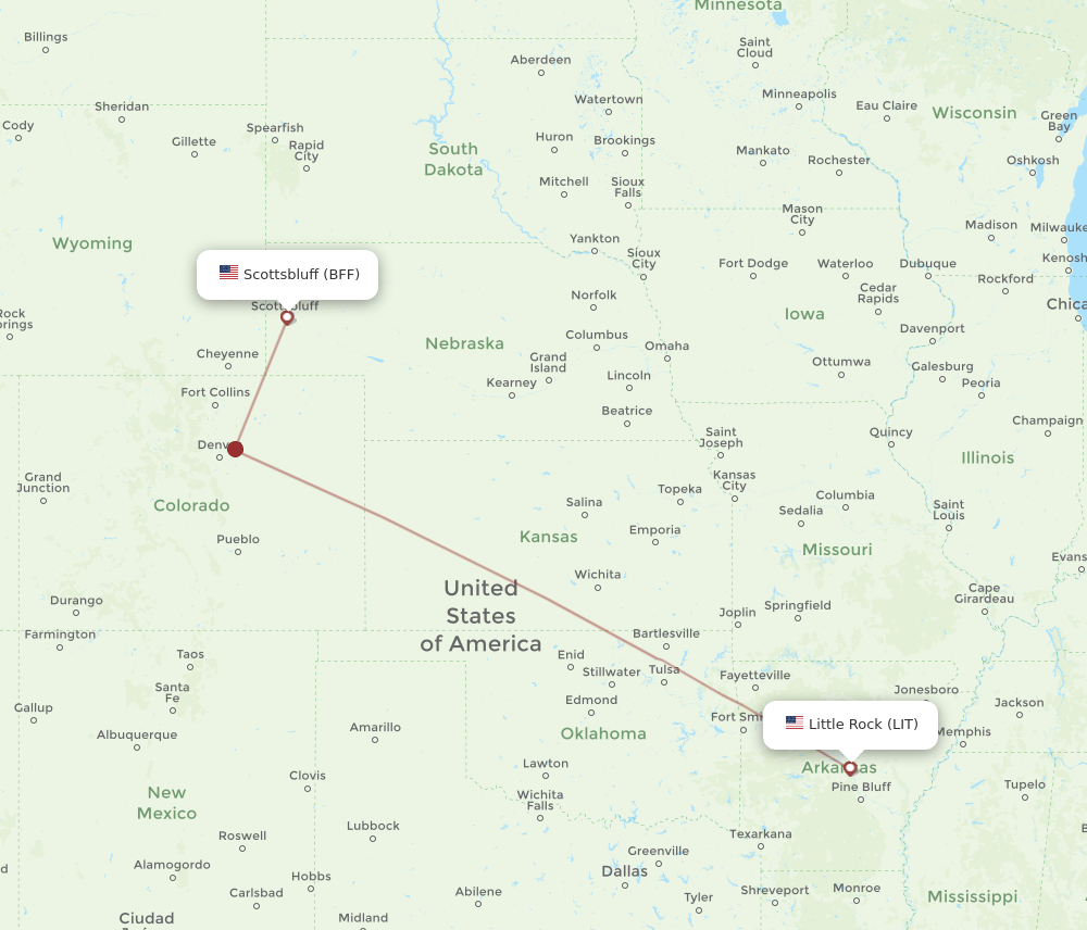 Flights from Little Rock to Scottsbluff LIT to BFF Flight Routes