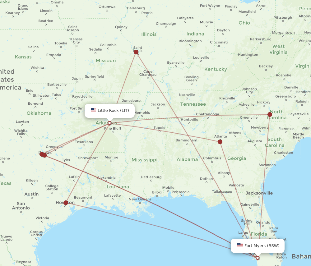 Flights From Little Rock To Fort Myers, LIT To RSW - Flight Routes