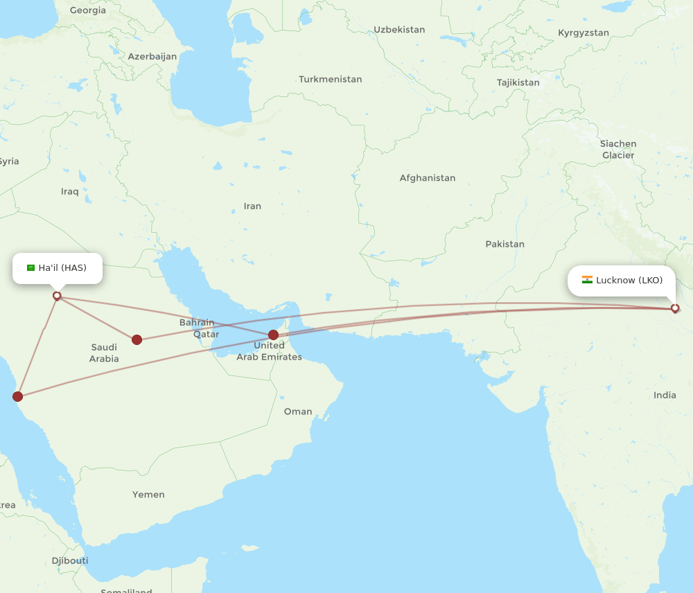 All Flight Routes From Lucknow To Hail Lko To Has Flight Routes 7212