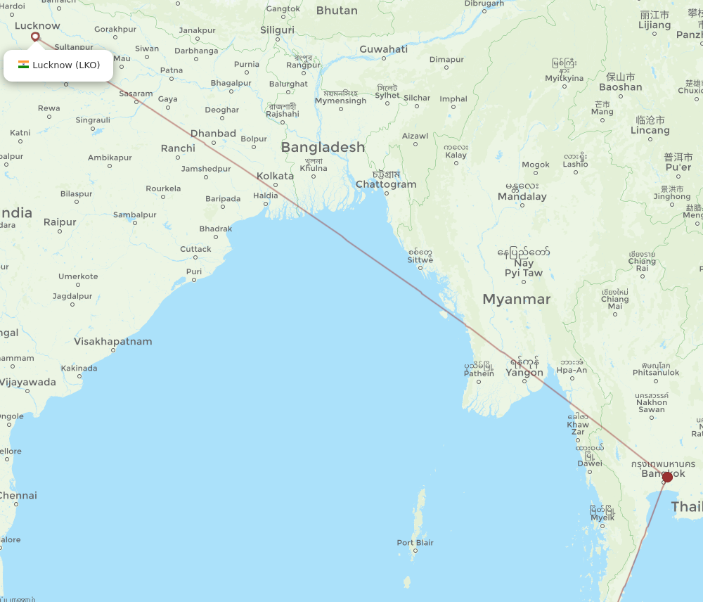 Flights from Lucknow to Phuket LKO to HKT Flight Routes