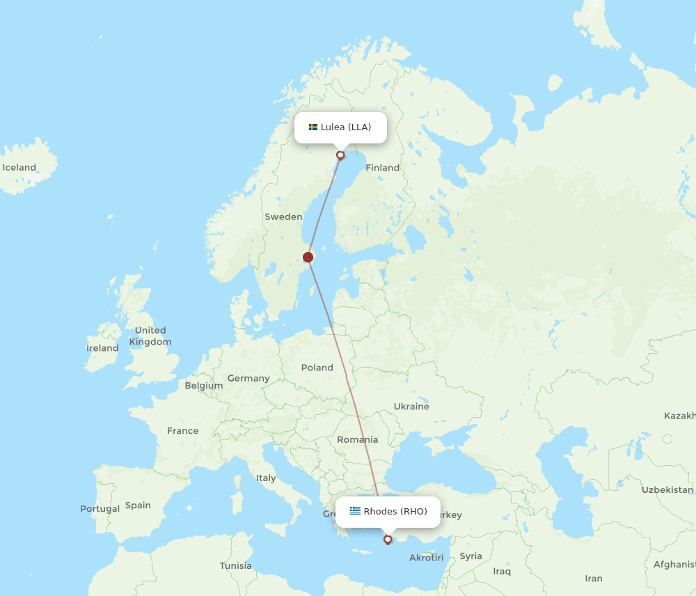 Flights from Lulea to Rhodes LLA to RHO Flight Routes