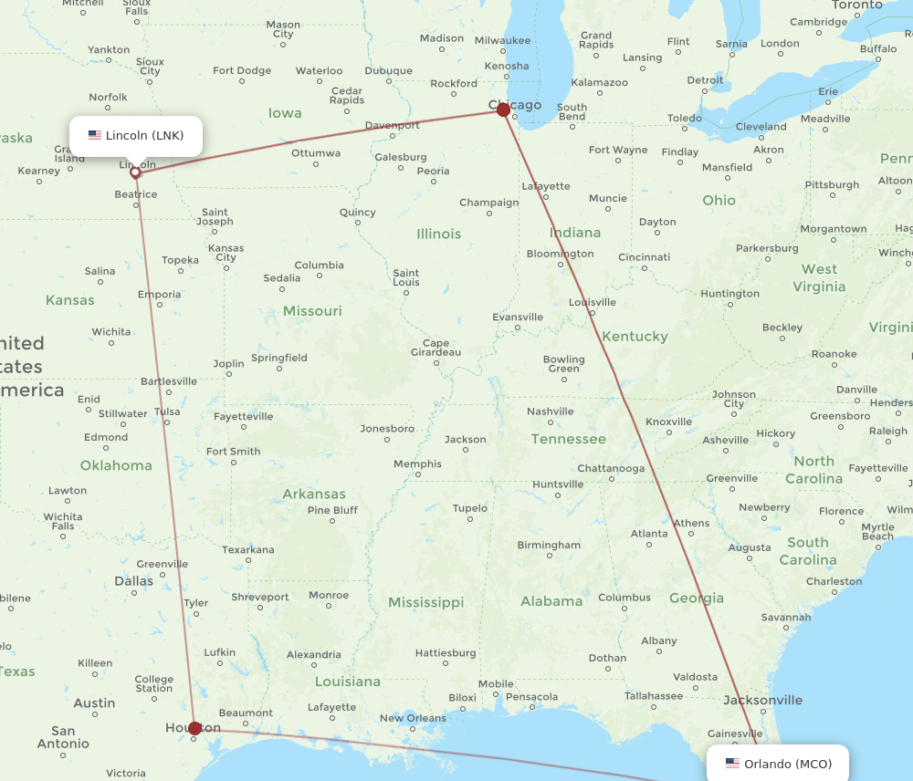 Flights from Lincoln to Orlando LNK to MCO Flight Routes