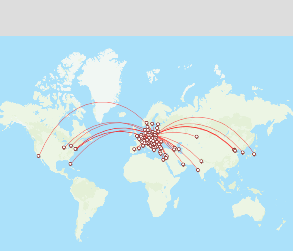 LOT - Polish Airlines routes (LO) - map - Flight Routes