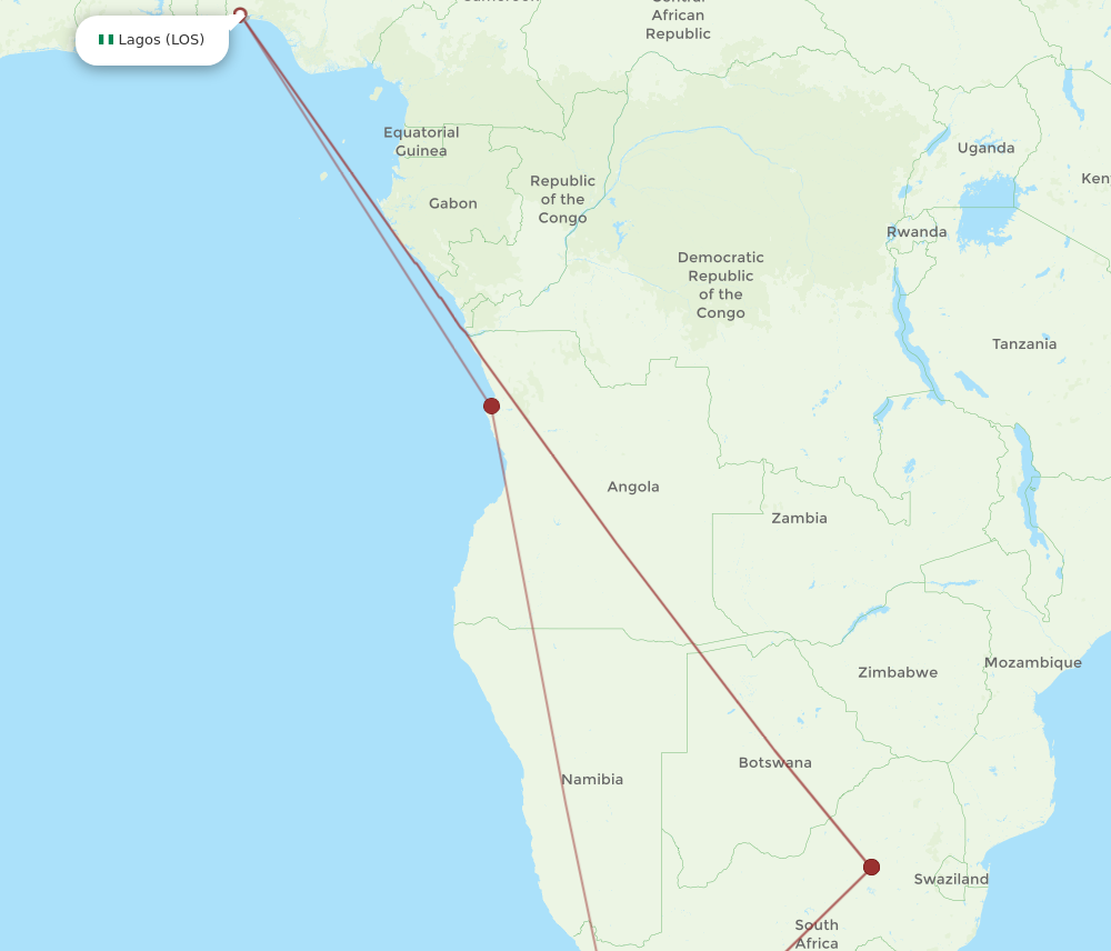 All Flight Routes From Lagos To Cape Town Los To Cpt Flight Routes 2199