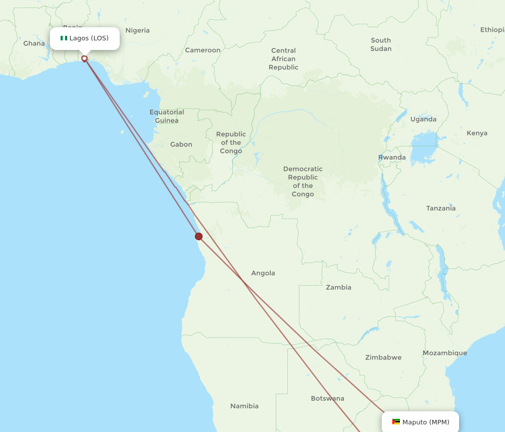 Flights from Lagos to Maputo LOS to MPM Flight Routes