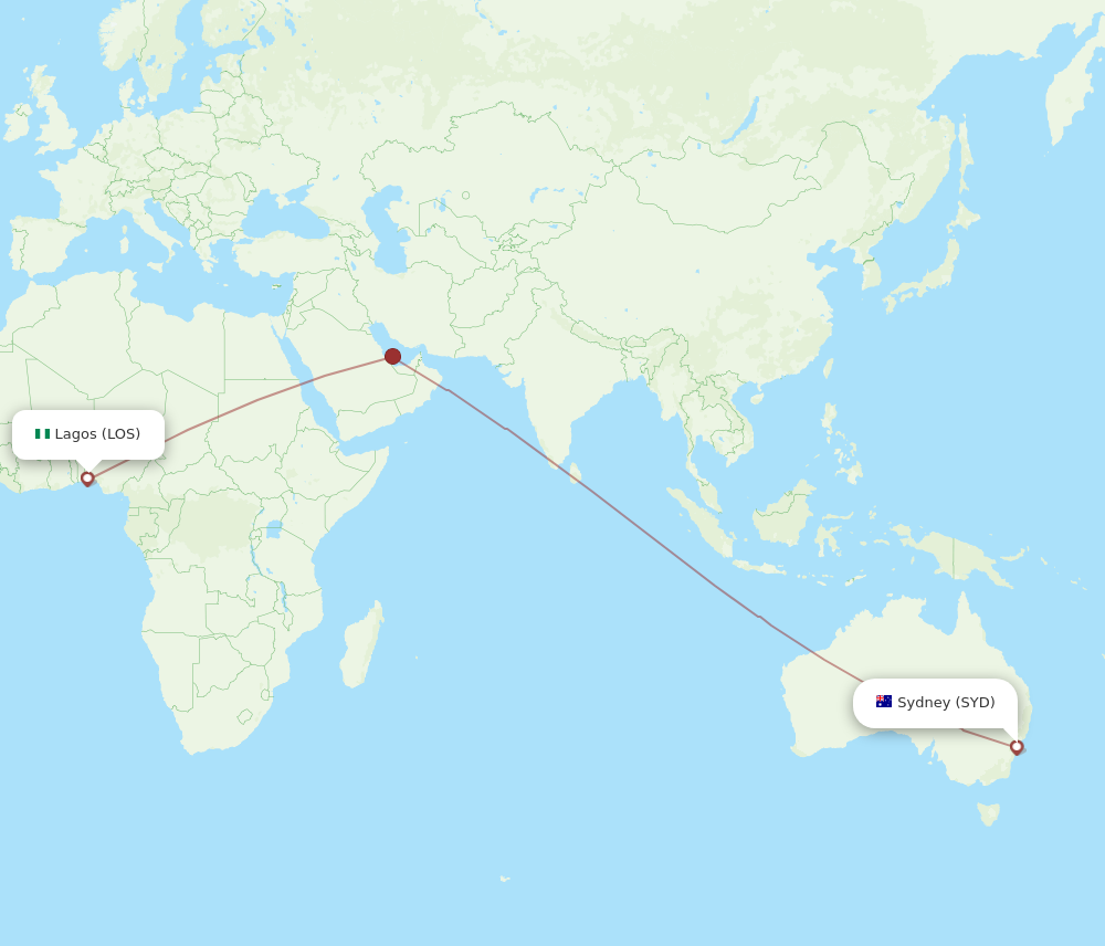 Flights from Lagos to Sydney LOS to SYD Flight Routes