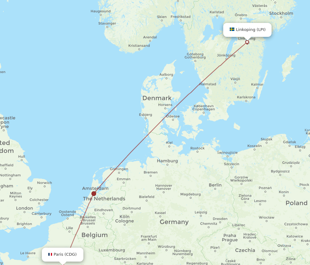 Flights from Linkoping to Paris LPI to CDG Flight Routes