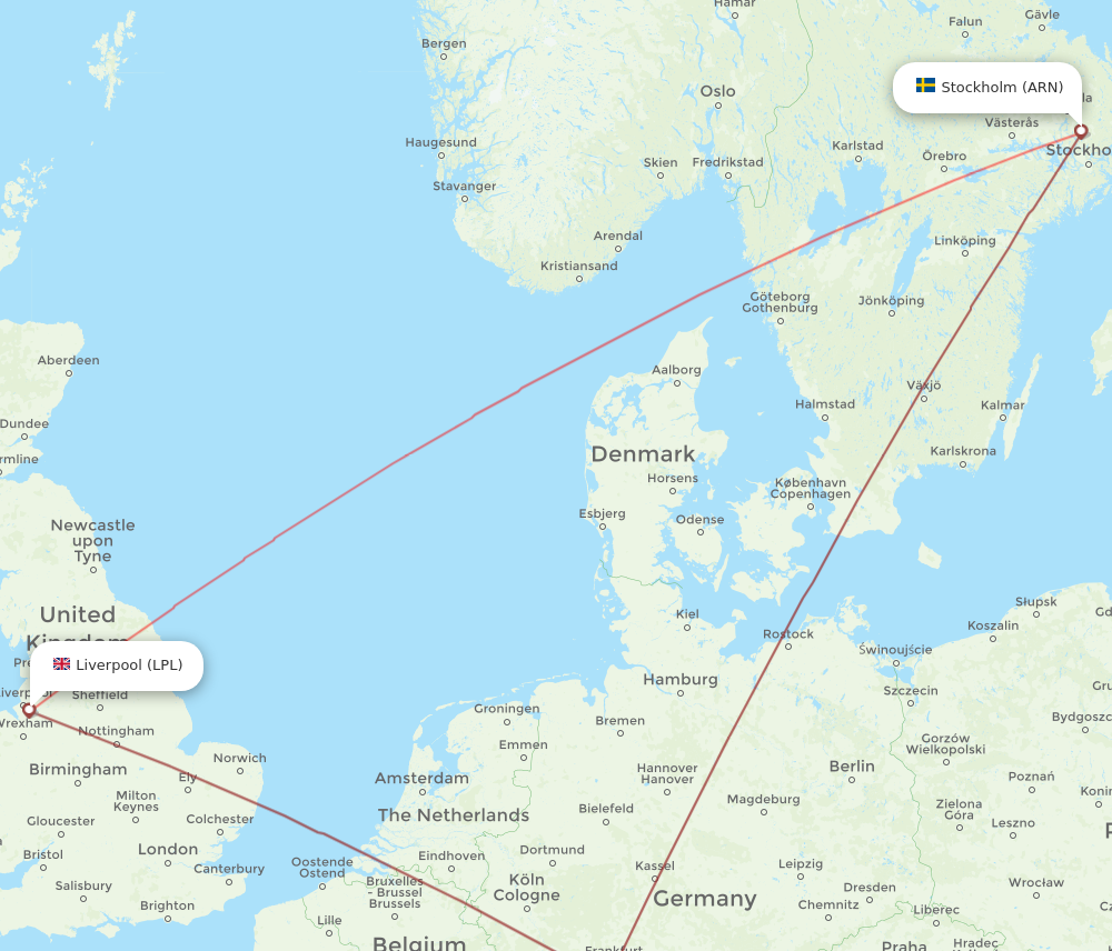 Flights from Liverpool to Stockholm LPL to ARN Flight Routes