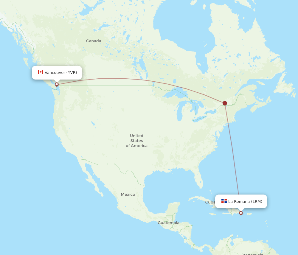 Flights from Vancouver to La Romana YVR to LRM Flight Routes