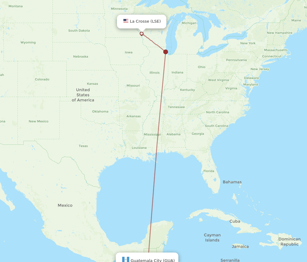 Flights from La Crosse to Guatemala City LSE to GUA Flight Routes