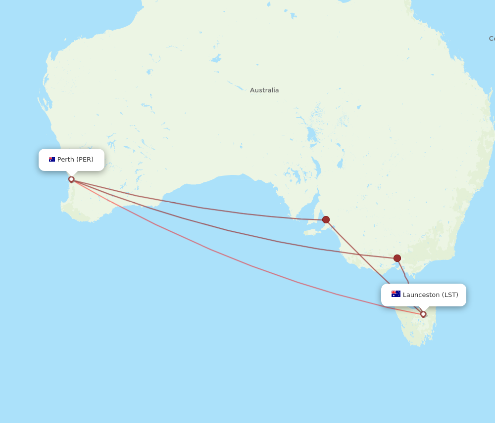 Flights from Launceston to Perth, LST to PER - Flight Routes