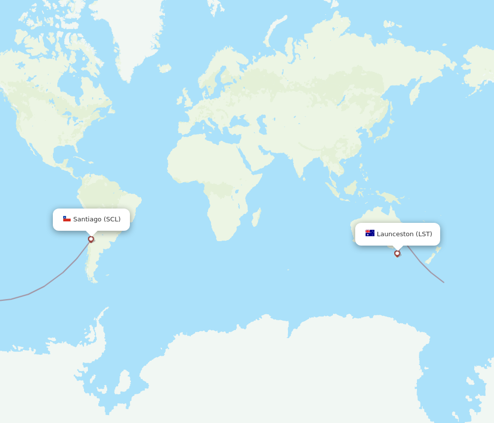 LST to SCL flights and routes map