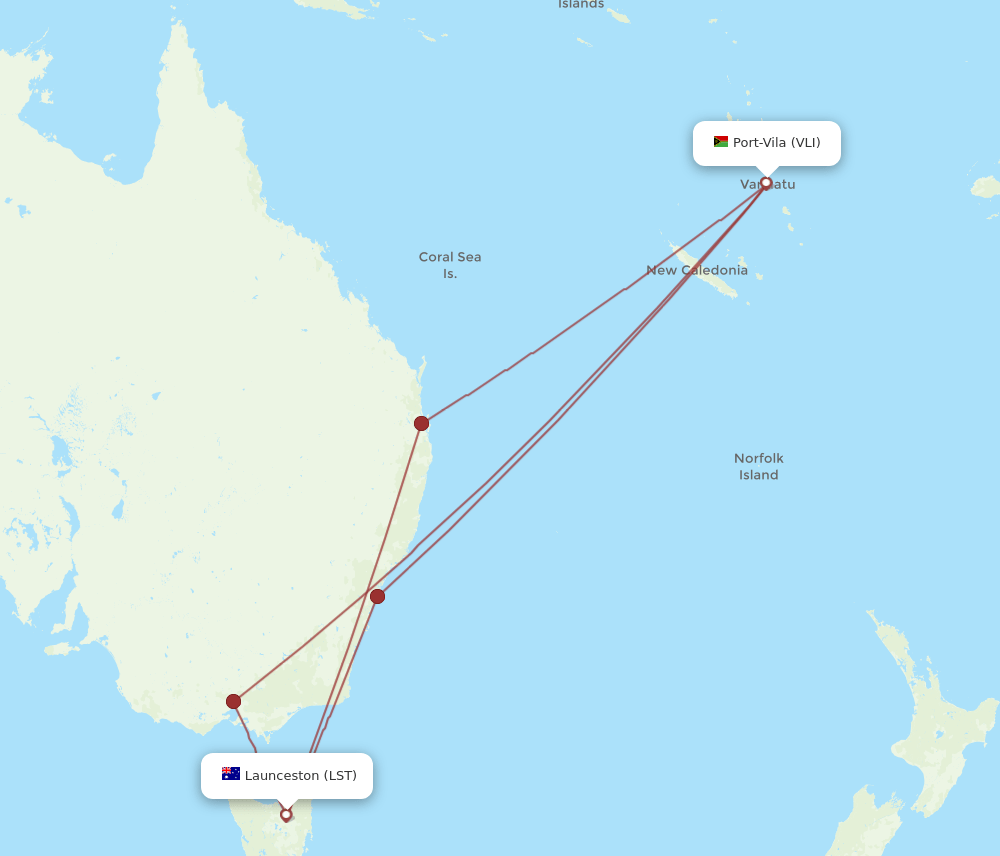 All Flight Routes From Launceston To Port Vila Lst To Vli Flight Routes 8654