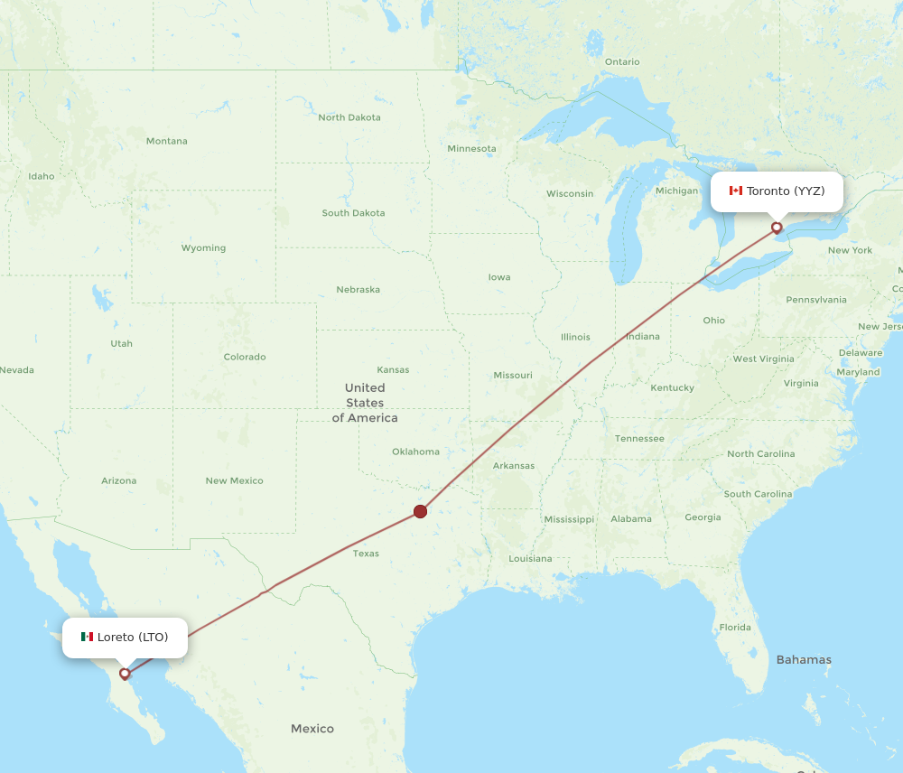 Flights from Loreto to Toronto LTO to YYZ Flight Routes